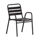 Black |#| Commercial Indoor-Outdoor Restaurant Stack Chair with Slat Back and Arms-Black