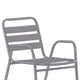 Silver |#| Commercial Indoor-Outdoor Restaurant Stack Chair with Slat Back and Arms-Silver