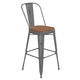 Teak Seat/Clear Coated Frame |#| Indoor Bar Height Stool with Poly Resin Colorful Seat - Clear Coated/Teak