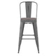 Gray Seat/Clear Coated Frame |#| Indoor Bar Height Stool with Poly Resin Colorful Seat - Clear Coated/Gray