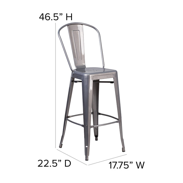 Black Seat/Clear Coated Frame |#| Indoor Bar Height Stool with Poly Resin Colorful Seat - Clear Coated/Black