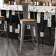 Teak Seat/Clear Coated Frame |#| Indoor Bar Height Stool with Poly Resin Colorful Seat - Clear Coated/Teak
