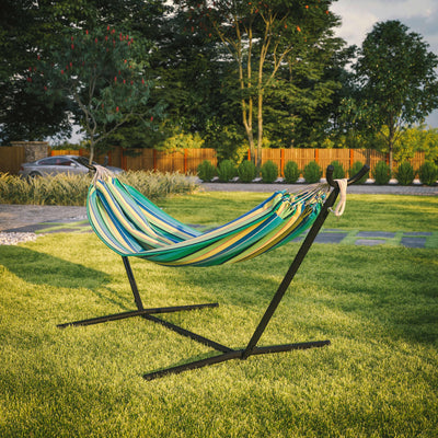 Lola 2 Person Hammock with Stand and Premium Carry Bag, Cotton Hammock with Space Saving Steel Stand, 450 LBS. Static Weight Capacity - View 2
