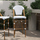 White & Gray/Natural Frame |#| All-Weather Commercial Paris 30" Stool with Bamboo Print Metal Frame-White/Gray