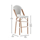 White & Gray/Natural Frame |#| All-Weather Commercial Paris 30" Stool with Bamboo Print Metal Frame-White/Gray