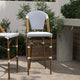 White & Navy/Natural Frame |#| All-Weather Commercial Paris Chair with Bamboo Print Metal Frame-White/Navy
