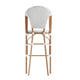 White & Gray/Natural Frame |#| All-Weather Commercial Paris 30" Stool with Bamboo Print Metal Frame-White/Gray