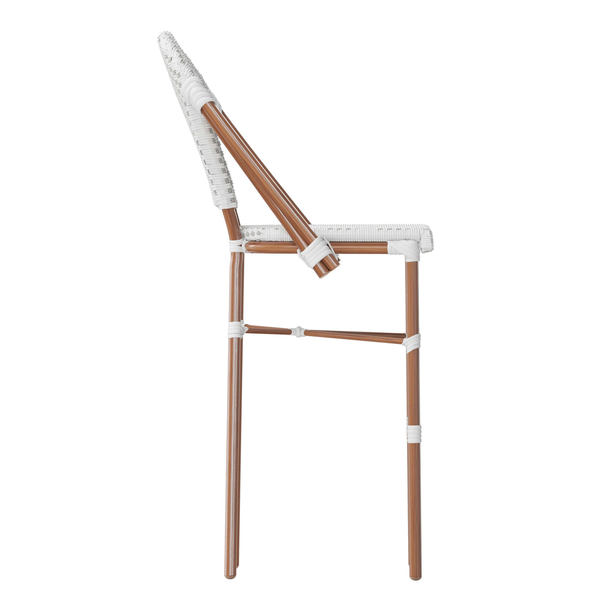 White & Gray/Natural Frame |#| All-Weather Commercial Paris 30" Stool with Bamboo Print Metal Frame-White/Gray
