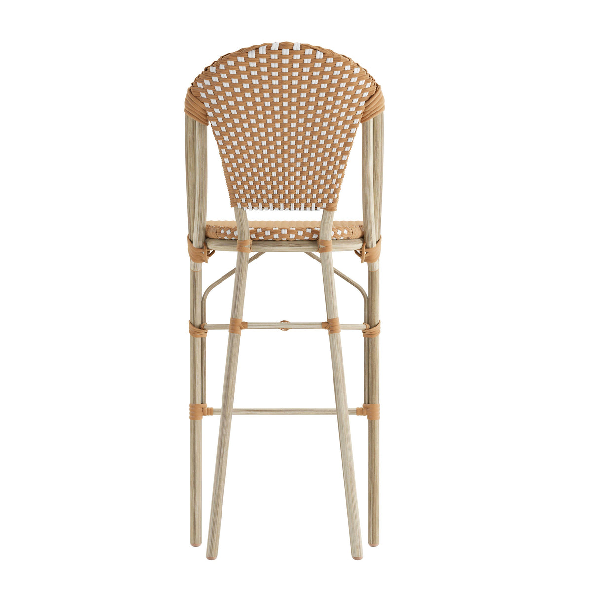 Natural & White/Light Natural Frame |#| All-Weather Commercial Paris Chair with Bamboo Print Metal Frame-Natural/White