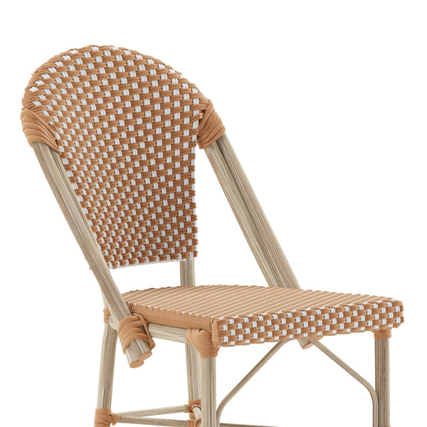 Natural & White/Light Natural Frame |#| All-Weather Commercial Paris Chair with Bamboo Print Metal Frame-Natural/White