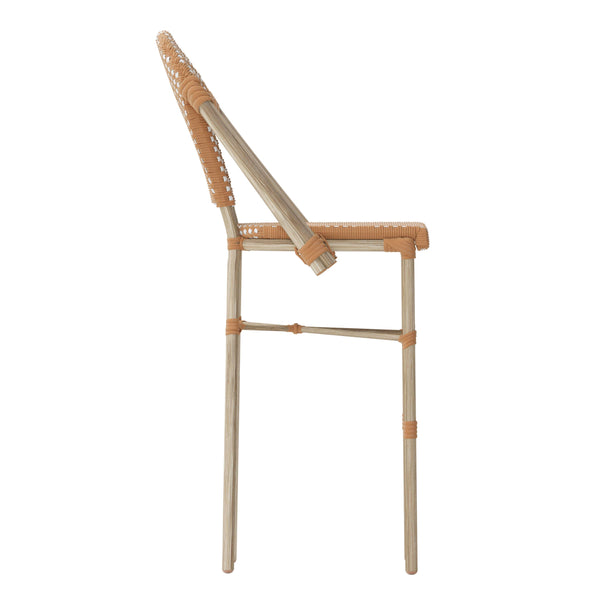 Natural & White/Light Natural Frame |#| All-Weather Commercial Paris Chair with Bamboo Print Metal Frame-Natural/White