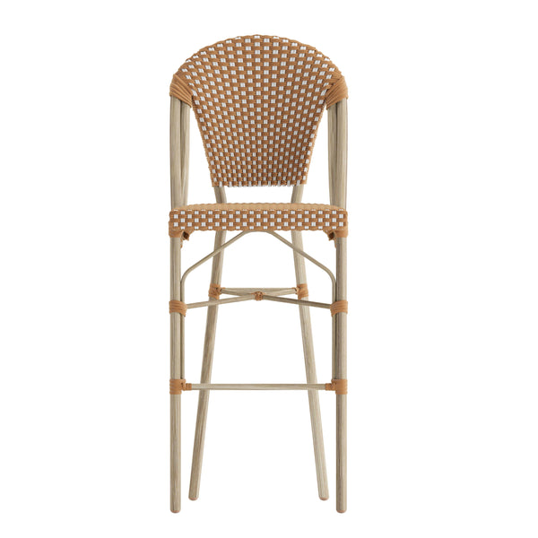 Natural & White/Light Natural Frame |#| All-Weather Commercial Paris Chair with Bamboo Print Metal Frame-Natural/White