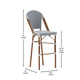 White & Navy/Natural Frame |#| All-Weather Commercial Paris Chair with Bamboo Print Metal Frame-White/Navy