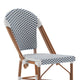 White & Navy/Natural Frame |#| All-Weather Commercial Paris Chair with Bamboo Print Metal Frame-White/Navy