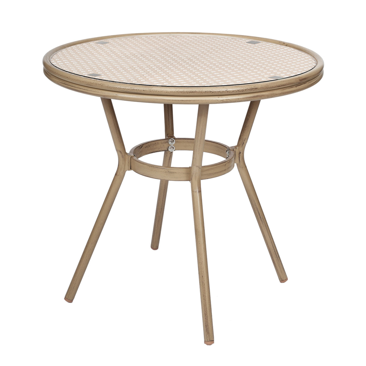 Natural & White Rattan/Light Natural Frame |#| Indoor/Outdoor Commercial Bistro Set with Table and Two Chairs in Nat/Wht