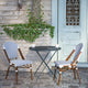 White & Navy/Natural Frame |#| All-Weather Commercial Paris Chair with Bamboo Print Aluminum Frame-White/Navy