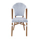 White & Navy/Natural Frame |#| All-Weather Commercial Paris Chair with Bamboo Print Aluminum Frame-White/Navy