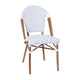 White & Gray/Natural Frame |#| All-Weather Commercial Paris Chair with Bamboo Print Aluminum Frame-White/Gray