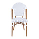 White & Gray/Natural Frame |#| All-Weather Commercial Paris Chair with Bamboo Print Aluminum Frame-White/Gray