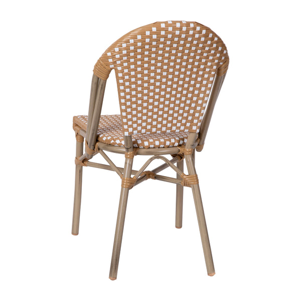 Natural & White/Light Natural Frame |#| All-Weather Commercial Paris Chair - Bamboo Print Aluminum Frame-Natural/White