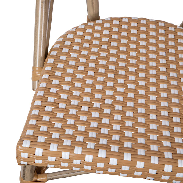 Natural & White/Light Natural Frame |#| All-Weather Commercial Paris Chair - Bamboo Print Aluminum Frame-Natural/White