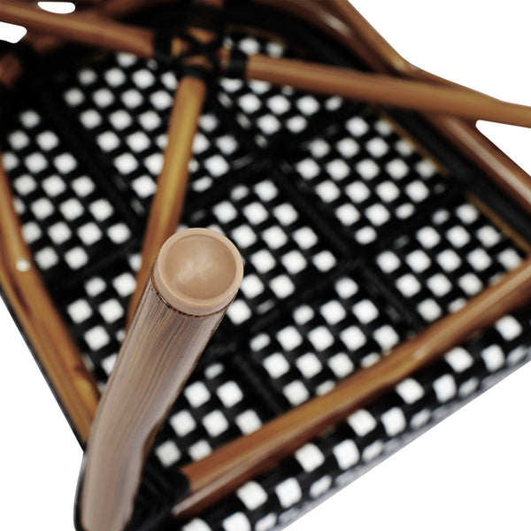 Black & White/Natural Frame |#| All-Weather Commercial Paris Chair with Bamboo Print Metal Frame-Black/White