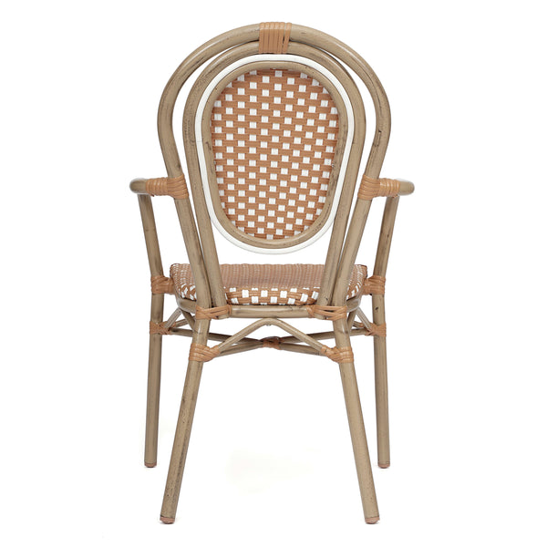 Natural & White/Light Natural Frame |#| All-Weather Commercial Paris Chair with Bamboo Print Metal Frame-Natural/White