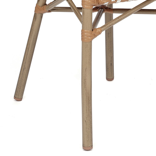 Natural & White/Light Natural Frame |#| All-Weather Commercial Paris Chair with Bamboo Print Metal Frame-Natural/White