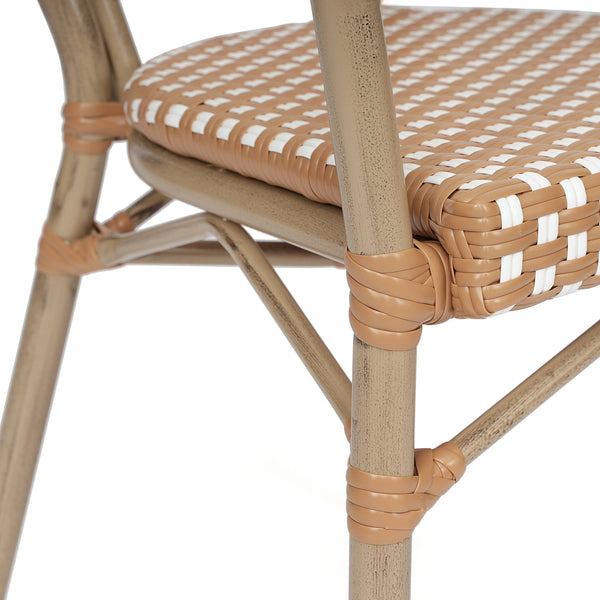 Natural & White/Light Natural Frame |#| All-Weather Commercial Paris Chair with Bamboo Print Metal Frame-Natural/White