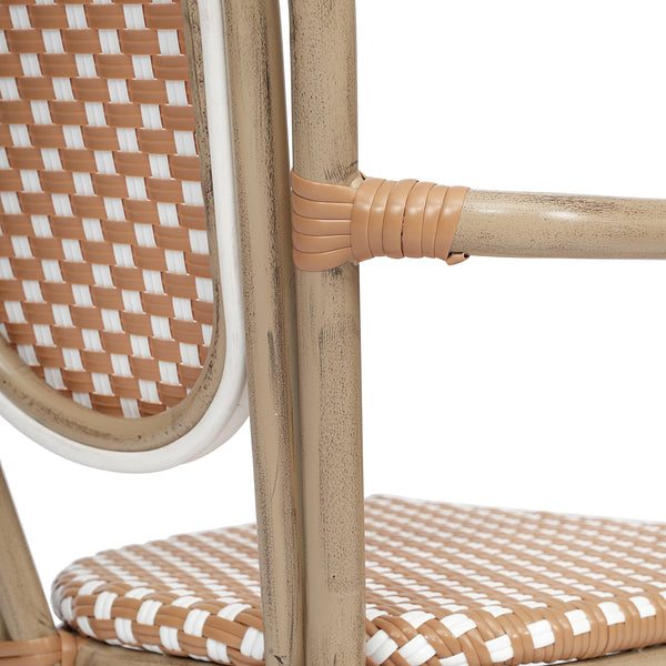 Natural & White/Light Natural Frame |#| All-Weather Commercial Paris Chair with Bamboo Print Metal Frame-Natural/White