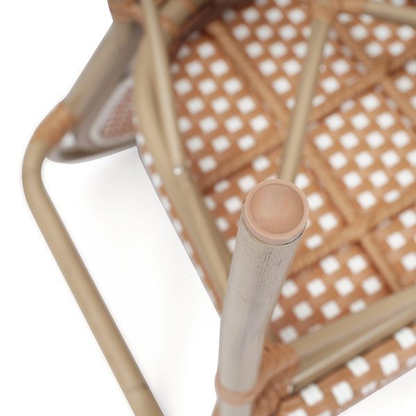 Natural & White/Light Natural Frame |#| All-Weather Commercial Paris Chair with Bamboo Print Metal Frame-Natural/White