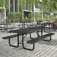 Black,8' |#| Commercial Grade 8' Rectangular Expanded Mesh Metal Outdoor Picnic Table - Black