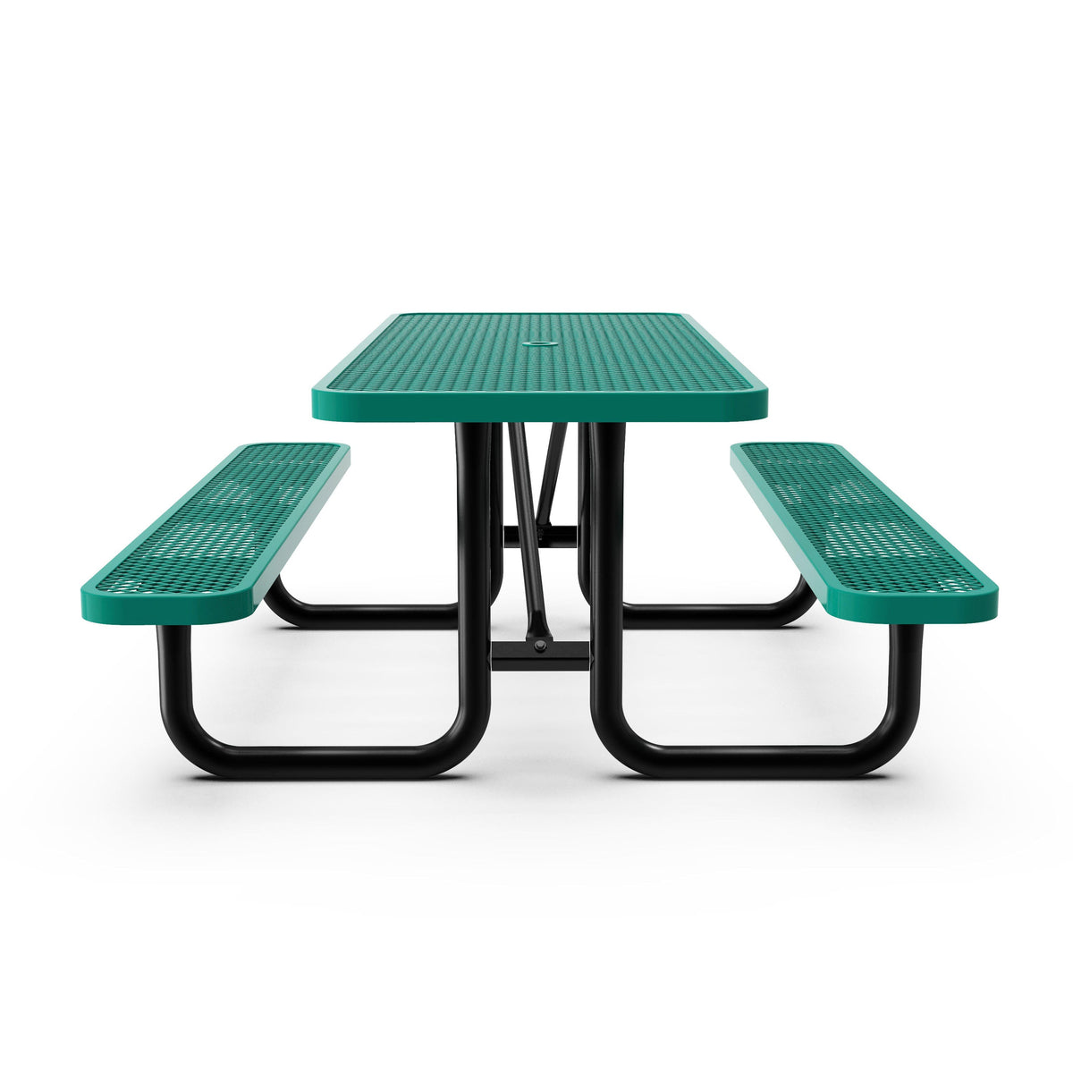 Green,6' |#| Commercial Grade 6' Rectangular Expanded Mesh Metal Outdoor Picnic Table - Green
