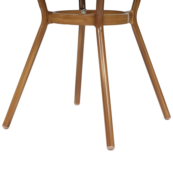 Black Textilene/Natural Frame |#| Indoor/Outdoor Commercial Glass Top Bistro Table in Black