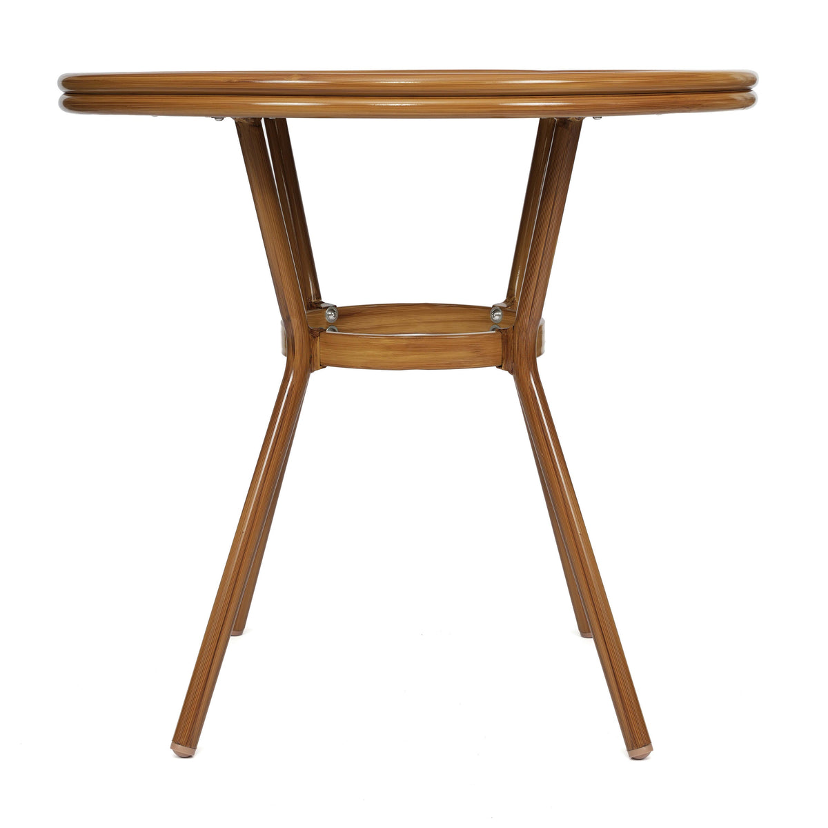 Black Textilene/Natural Frame |#| Indoor/Outdoor Commercial Glass Top Bistro Table in Black