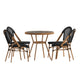 Black Textilene/Natural Frame |#| Indoor/Outdoor Commercial Bistro Set with Table and Four Chairs in Black