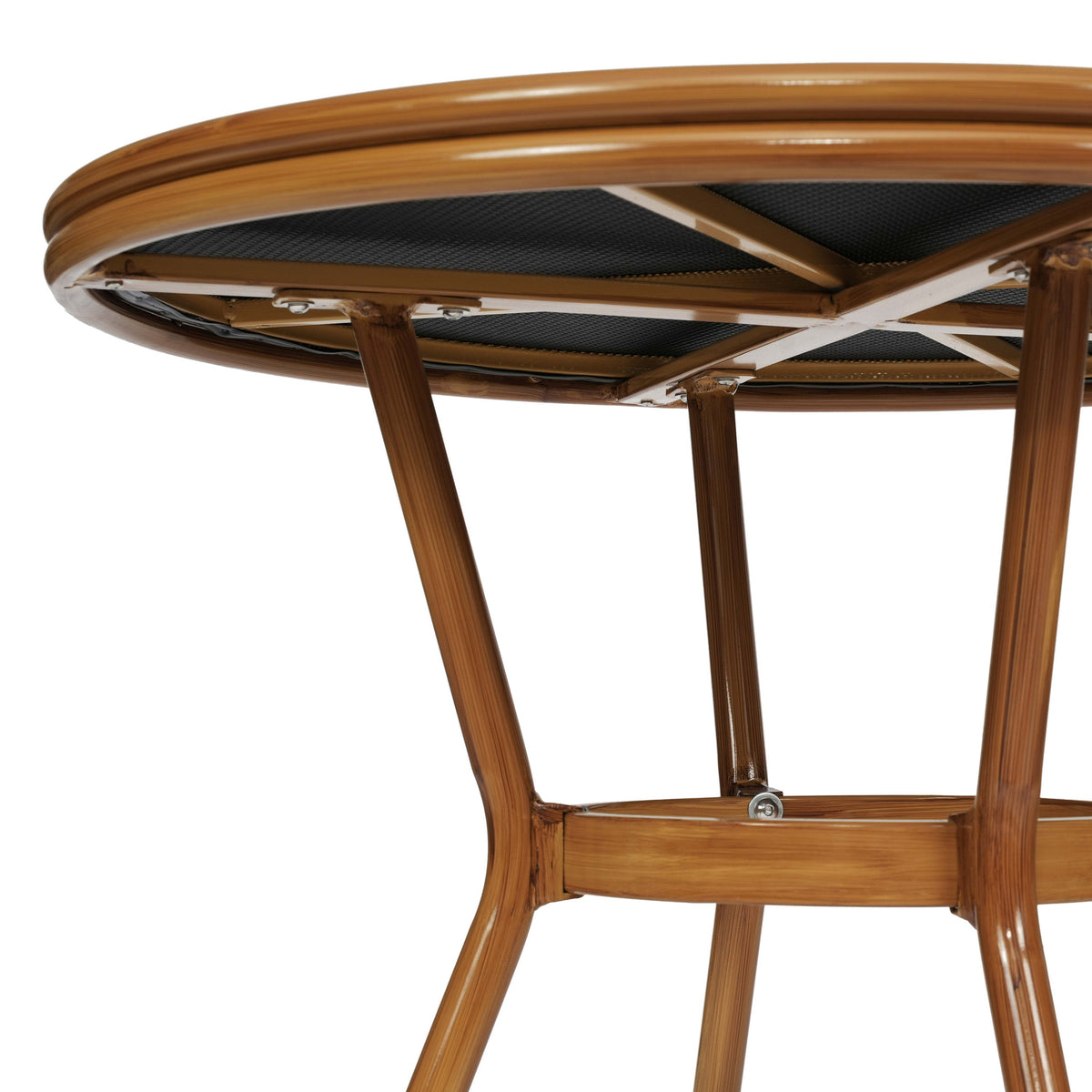Black Textilene/Natural Frame |#| Indoor/Outdoor Commercial Bistro Set with Table and Four Chairs in Black