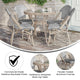 Black & White Textilene/Light Natural Frame |#| Indoor/Outdoor Commercial Bistro Set with Table and 4 Chairs in Blk/Wht