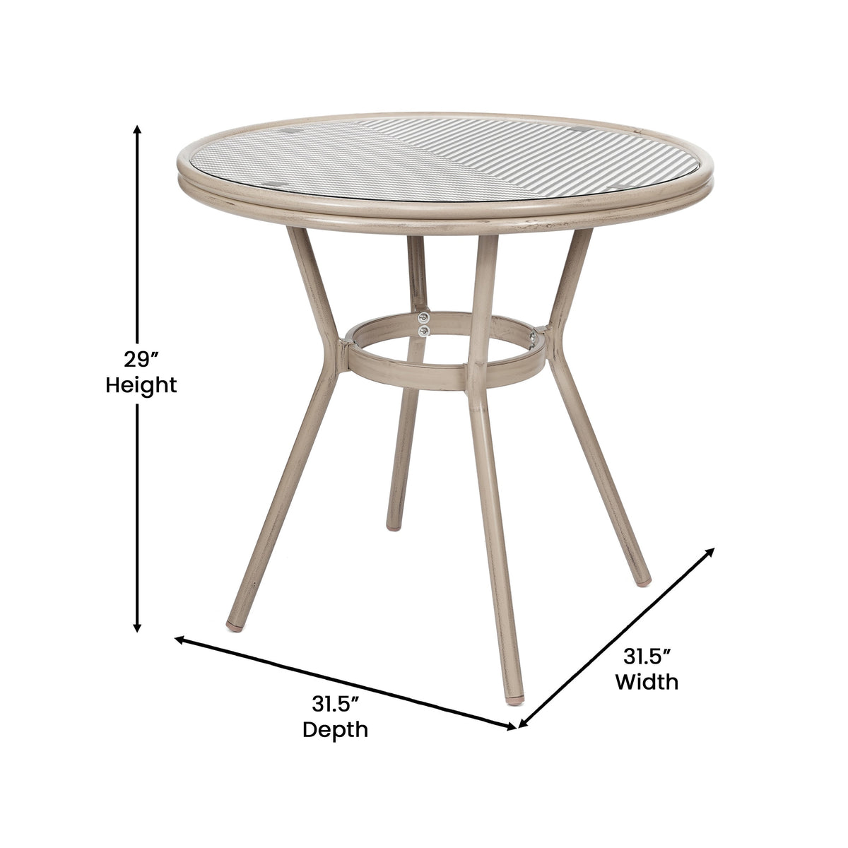 Black & White Textilene/Light Natural Frame |#| Indoor/Outdoor Commercial Bistro Set with Table and 4 Chairs in Blk/Wht