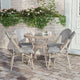 Black & White Textilene/Light Natural Frame |#| Indoor/Outdoor Commercial Bistro Set with Table and 4 Chairs in Blk/Wht