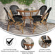 Black Textilene/Natural Frame |#| Indoor/Outdoor Commercial Bistro Set with Table and Four Chairs in Black
