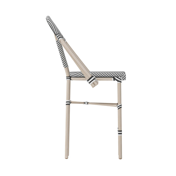 Black & White/Light Natural Frame |#| All-Weather Commercial Paris Stool with Light Natural Metal Frame-Black/White