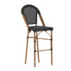 Black/Natural Frame |#| All-Weather Commercial Paris Stool with Natural Metal Frame-Black