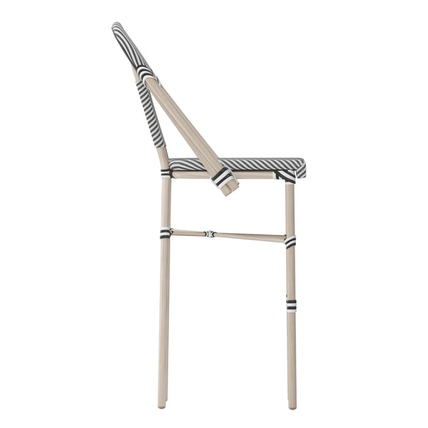 Black & White/Light Natural Frame |#| All-Weather Commercial Paris Stool with Light Natural Metal Frame-Black/White