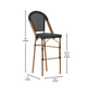Black/Natural Frame |#| All-Weather Commercial Paris Stool with Natural Metal Frame-Black