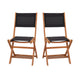 2PK All-Weather Acacia Wood Folding Bistro Chairs-Mesh Back/Seat-Natural/Black