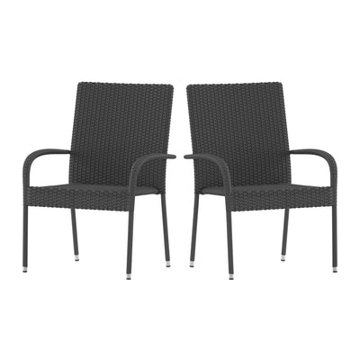 Maxim Indoor/Outdoor Wicker Dining Chairs with Fade & Weather-Resistant Steel Frames for Patio and Deck - View 1
