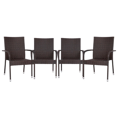 Maxim Indoor/Outdoor Wicker Dining Chairs with Fade & Weather-Resistant Steel Frames for Patio and Deck - View 1