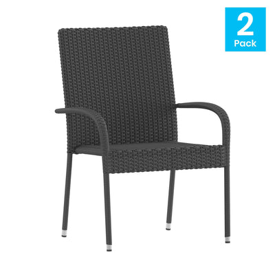 Maxim Indoor/Outdoor Wicker Dining Chairs with Fade & Weather-Resistant Steel Frames for Patio and Deck - View 2