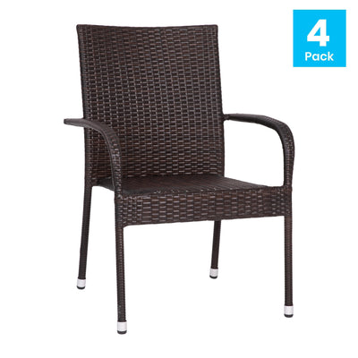 Maxim Indoor/Outdoor Wicker Dining Chairs with Fade & Weather-Resistant Steel Frames for Patio and Deck